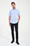 Classic Short Sleeve Linen Flax Collar Button Gift Boxed Men's Shirt Fs-001202 - Blue - 5