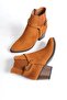 Mubiano Genuine Leather Collection Women's Zippered Short Thick Heel Suede Boots&Bootie Tan - Mczfr228 - Tb - 7