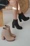 Mbzfr5008D-N Women's Nude Thick Heeled Zippered Short Boots&Bootie - 6