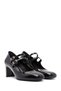 Women's Black Double Buckle Thick Heeled Patent Leather Mary Jane Shoes 24Wfd162416 - 3