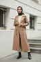 Dark Beige - 100% Cotton (120cm) Full-Fit Women's Hijab Trench Coat - 3