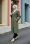 Khaki - 100% Cotton (120cm) Full-Fit Women's Hijab Trench Coat - 5