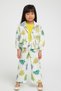 Girl's Patterned Wide Leg Denim Trousers 2439 Cream