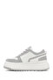 Women's White Thick Sole Stone Lace-Up Sneaker 24Sfd432114 - 2