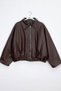 Luvren Dark Brown Trend Oversized Bomber Belted Leather Jacket - 4