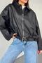 Luvren Bomber Belted New Season Trend Leather Jacket - 3