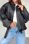 Luvren Bomber Belted New Season Trend Leather Jacket