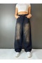 Vintage Effect Black Distressed Unisex Baggy Jean Trousers - 7