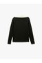 Long Sleeve Color Contrast Zipper Detail Crew Neck Sports T-Shirt - 4