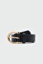 Classic Faux Leather Belt with Oval Buckle Black