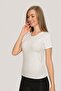 White 2-Piece Women's T-Shirt Lycra Short Sleeve Crew Neck Undershirt - 2