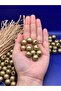 14 mm Gold Yellow Wooden Beads (50 Grams 48 Pieces) Narrow Hole Diameter 4 mm Macrame Bag Bracelet Jewelry - 2