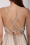 Helen Knitted Back Tie Shiny Soft Satin Slit Bohemian Summer Long Hellenistic Evening Dress - 6