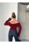 Double Zipper Burgundy Madonna Collar Knitwear Cardigan - 6