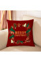 Christmas-Themed Merry Christmas Written Red Colorful Globe Patterned Digital Printed Throw Pillow Cover - 2