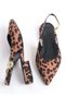 Feles Side Buckle Detailed Open Back Women's Ballerina Shoes Leopard - 5