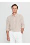 Slim Fit Buttoned Collar Beige Men's Shirt Ace020252165_Bej