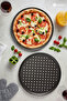Stainless Carbon Steel, Perforated, Fireproof Non-Stick 32 cm Large Size Pizza and Lahmacun Tray