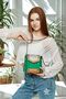 Queen Elizabeth Luna Shine Green Color Women's Shoulder Bag with Stone Cover, Staple Detail & Cross Chain Strap - 7