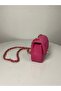 Fuchsia Mini Size Quilted Gold Chain Crisscross Straps Women's Hand Chain and Shoulder Bag - 2