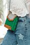 Queen Elizabeth Luna Shine Green Color Women's Shoulder Bag with Stone Cover, Staple Detail & Cross Chain Strap - 4