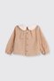 Baby Girl Pleated Collar Detailed Floral Patterned Powder Blouse with Elasticized Sleeve Tips - 2