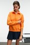 Camirel Women's Polo Neck Buttoned Embroidery Detailed Raglan Sleeve Comfort Fit Orange Sweatshirt - 5