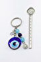 Handmade Glass Evil Eye Beaded Cluster Turquoise Beaded Keychain with Silver Rings, New Bag Ornament - 3