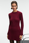 Encanto Women's Round Neck Stripe Pattern Slim Fit Burgundy Dress - 4