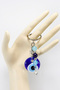 Handmade Glass Evil Eye Beaded Cluster Turquoise Beaded Keychain with Silver Rings, New Bag Ornament - 6