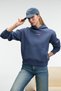 Melurea Women's Embroidered Hooded Comfort Fit Dark Blue Sweatshirt