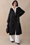 Black Trench Coat with Cross Pocket Detail - 4