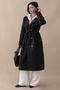 Black Trench Coat with Cross Pocket Detail