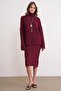 6928 Women's Ribbed Turtleneck Knitwear Sweater Claret Red - 2