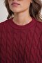 6863 Women's Braided Crop Knit Sweater Burgundy - 6