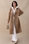 Beige Trench Coat with Cross Pocket Detail - 5