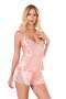 Salmon Satin Babydoll Shorts Set - Ssssss9511-7800