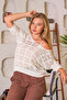 Knitwear Blouse Summer Pullover Lace Openwork Ethnic Pattern Bat Sleeve Boat Neck Pareo Women's Blouse - 8