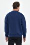 Men's Turtleneck Embroidered Oversize Sweatshirt Navy Blue - 8