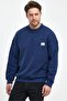 Men's Turtleneck Embroidered Oversize Sweatshirt Navy Blue - 7