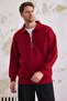 Men's Half Zipper Regular Fit Sweatshirt Red - 5