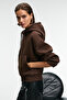 SELENE Women’s Hooded Pocketed Kangaroo Regular Fit Brown Sweatshirt - 5
