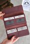 Saraciye Stitched Genuine Leather Wallet with Phone Compartment, Burgundy Color 1052