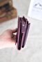 Genuine Leather Zippered Wallet with Phone Compartment Purple 1163 - 5