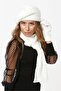 White Scarf Beanie Gloves Set - Set of 3 - 4
