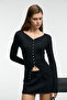Sillarie Women's Long Sleeve Stretchy Fabric Button up Regular Black Blouse - 2