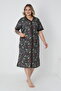 Women's Plus Size 100% Cotton Combed Fabric Buttoned Summer Dress / Coffee-Green 4180 - 4
