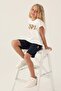 Licensed Flower Written Cream Girl's Bermuda Set - 3