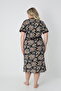 Women's Plus Size 100% Cotton Combed Fabric Buttoned Summer Dress / Brown-Yellow-Green 4180 - 6