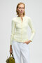 Taluvia women's stretchy fabric body-fitting slim fit buttoned yellow blouse - 3